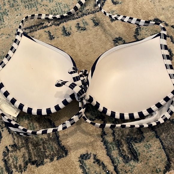 Like New blue and white striped Old Navy Bikini top - Picture 3 of 5